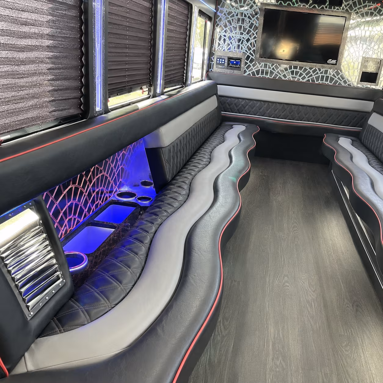 Wedding guests seated inside a party bus serving Allentown
