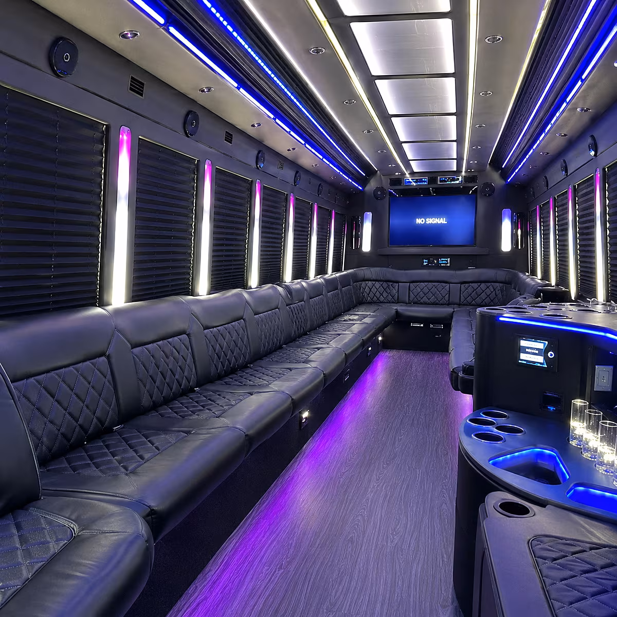 White party bus exterior