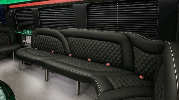 Interior of Charter Bus Company New York's 14 Passenger Sprinter Limousine in New York