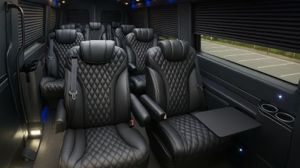 Interior of Charter Bus Company Allentown's 15 Passenger Minibus in Allentown
