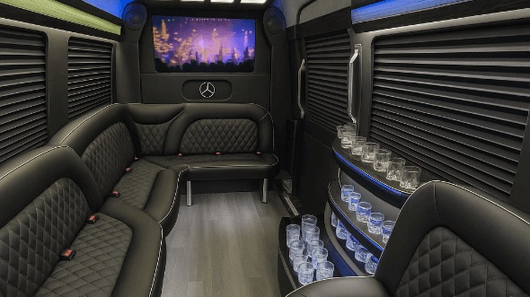 Interior of Charter Bus Company Jersey City's 18 Passenger Party Bus in Jersey City