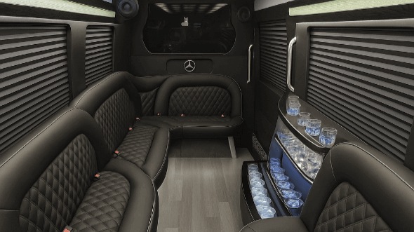 Interior of Charter Bus Company New York's 18 Passenger Party Bus in New York