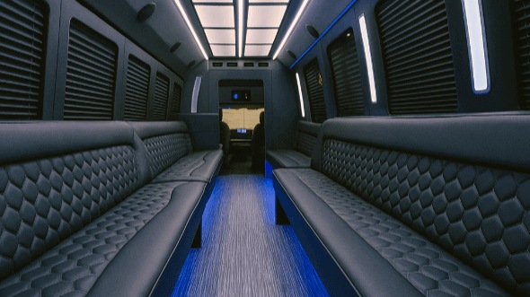 Interior of Charter Bus Company Edison's 20 Passenger Party Bus in Edison