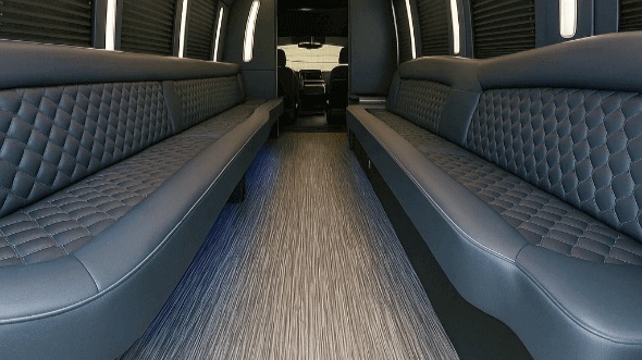 Interior of Charter Bus Company New York's 20 Passenger Party Bus in New York