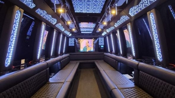 Interior of Charter Bus Company Scranton's 20 Passenger Party Bus in Scranton