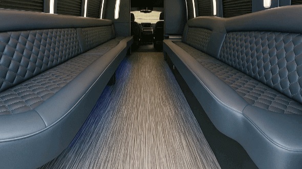 Interior of Charter Bus Company New York's 25 Passenger Party Bus in New York