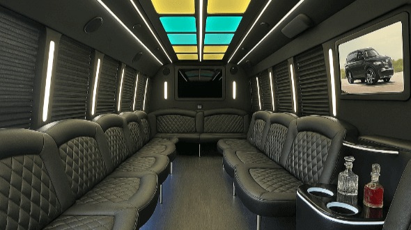 Interior of Charter Bus Company Scranton's 28 Passenger Party Bus in Scranton