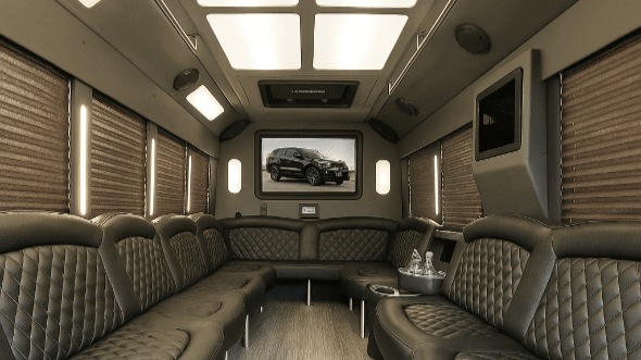 Interior of Charter Bus Company Edison's 30 Passenger Party Bus in Edison