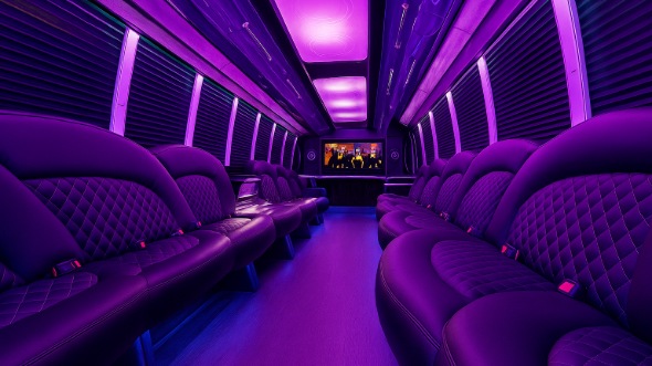 Interior of Charter Bus Company New York's 30 Passenger Party Bus in New York
