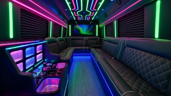Interior of Charter Bus Company Jersey City's 40 Passenger Party Bus in Jersey City