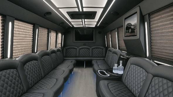 Interior of Charter Bus Company Newark's 40 Passenger Party Bus in Newark