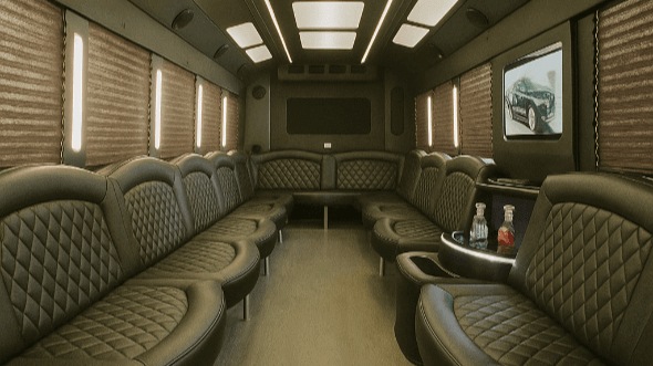 Interior of Charter Bus Company Edison's 50 Passenger Party Bus in Edison